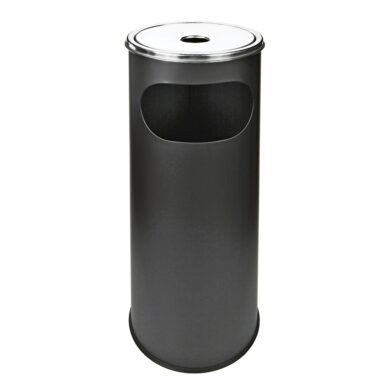 Venkovní popelník - odpadkový koš kulatý, černý matný, 58cm  (22608)