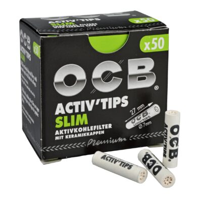 Cigaretové filtry OCB Activ Tips Slim 7mm, charcoal  (05600)