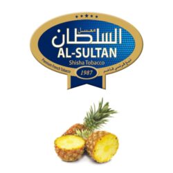 Tabák do vodní dýmky Al-Sultan Pineapple (73), 50g/F - Tabák do vodní dýmky Al-Sultan Pineapple s příchutí ananasu. Tabáky Al-Sultan vyráběné v Jordánsku jsou známé svojí šťavnatostí, skvělou vůní, chutí a bohatým dýmem. Tabák do vodní dýmky je dodávaný v papírové krabičce po 50g.