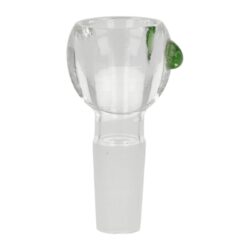 Náhradní kotlík do bongu Plonk Green, 14,5mm - Náhradní skleněný kotlík do bongu Plonk Green. Transparentní kotlík je na boku zdobený zelenou tečkou. Kotlík je vyrobený z kvalitního žáruodolného borosilikátového skla. Tento kotlík je vhodný pro všechny chillumy ukončené zábrusem pro zasunutí s vnitřním průměrem 14,5 mm. Cena je uvedena za jeden ks.

Zábrus kotlíku: 14,5 mm
Celková výška: 56 mm
Otvor: 10 mm
Průměr prostoru pro kuřivo vnitřní/vnější: 16 mm / 28 mm
Výška prostoru pro kuřivo: 19 mm
Sítko: 12 mm
Distributor: Fortis-DB, spol. s r.o.
