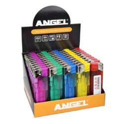 Zapalovač Angel Piezo Transparent - Plynový zapalovač. Zapalovač je plnitelný. Prodej pouze po celém balení (displej) 50 ks. Výška zapalovače 8cm.